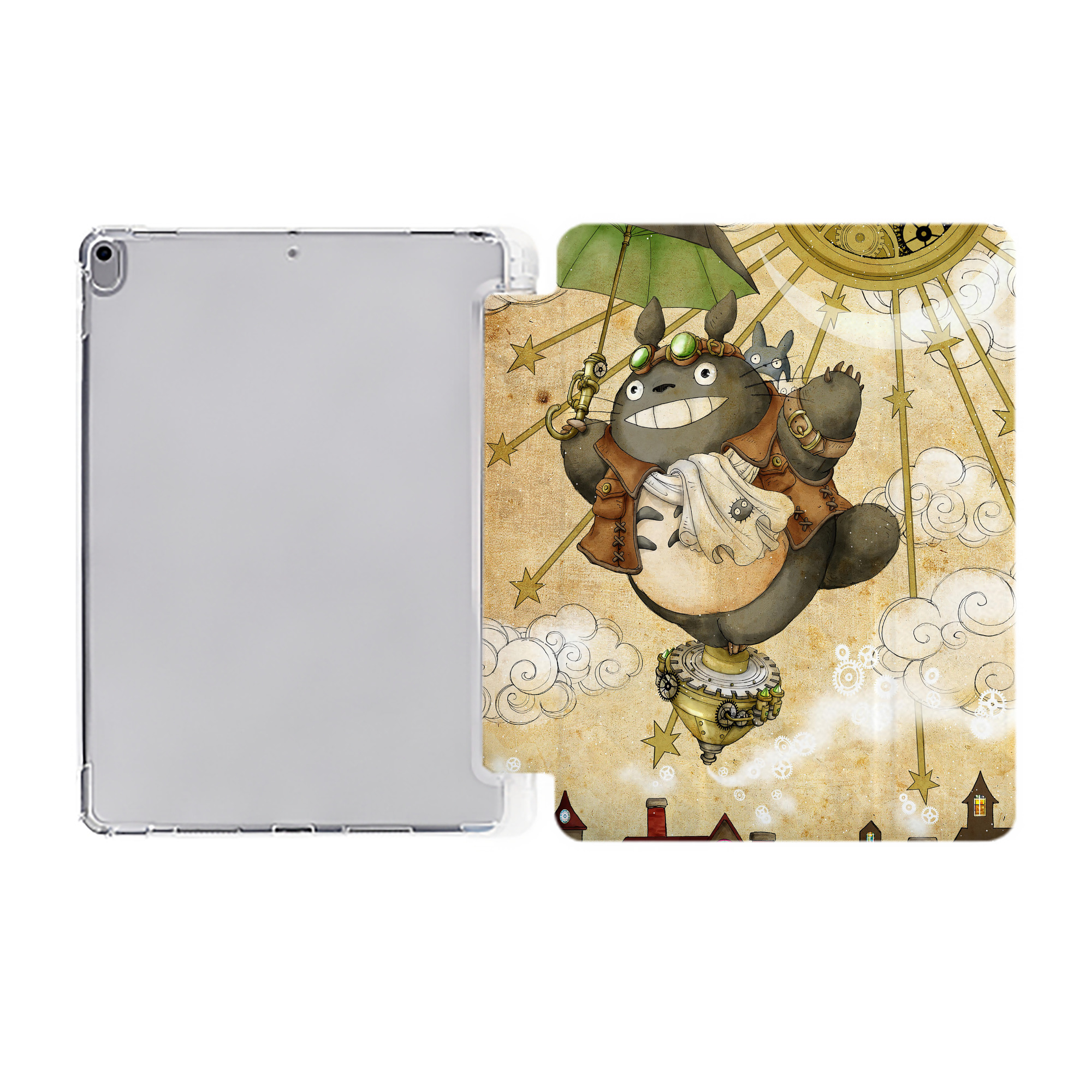 （画像用） となりのトトロ 草壁メイ 草壁サツキ My Neighbor Totoro Satsuki Kusakabe Mei Kusakabe IPad ケース ペン収納付き 三つ折りスタンド PUレザー×シリコン 対応機種9.5/10.5/10.9インチ